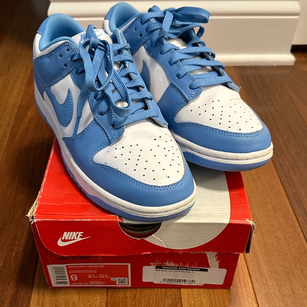 Nike UNC Dunk Low University Blue Sneakers - Size 9